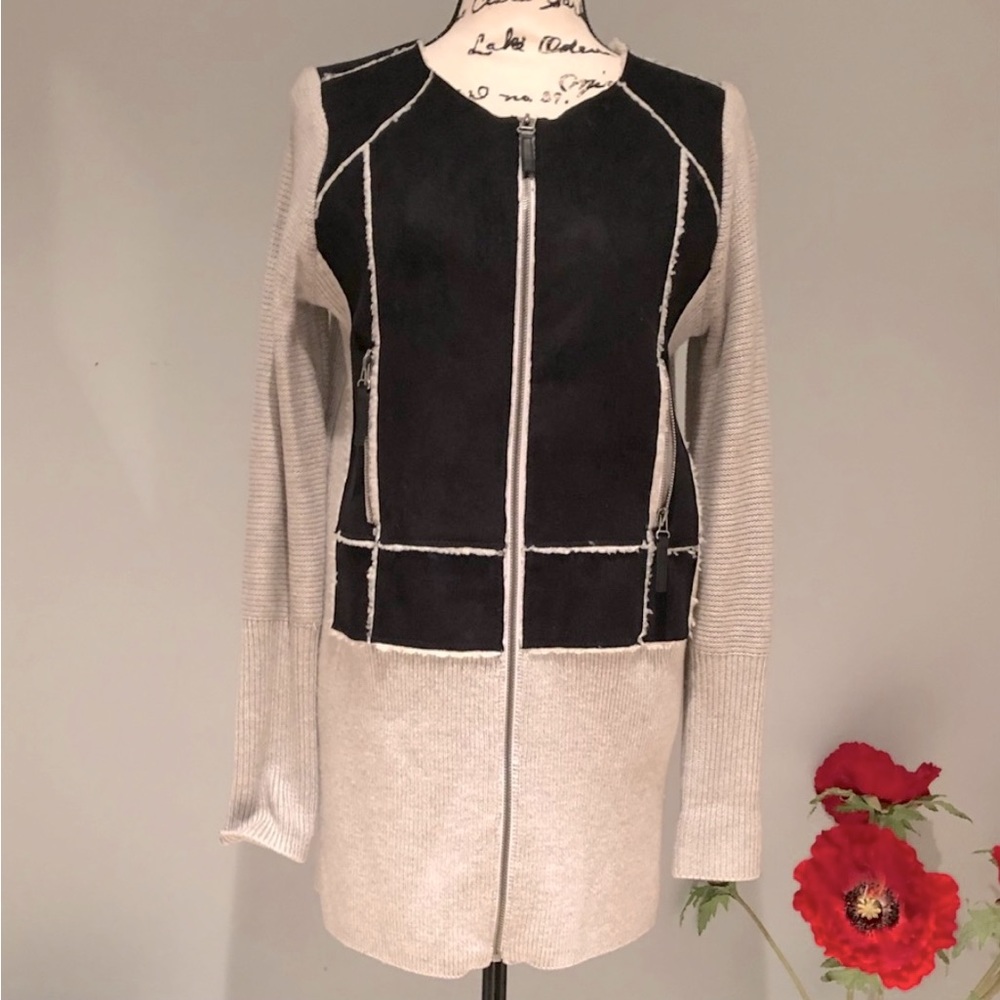 EUC INC Longline Faux Suede and Sherpa Cardigan Cozy Zip Up Sweater/Coat 🛍️